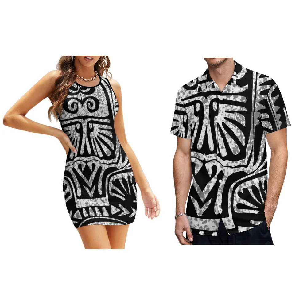 Summer Polynesian New Dress Sexy Women's Tight Beach Dress Men's Beach Shirt Vintage Ethnic Tribal Design Custom