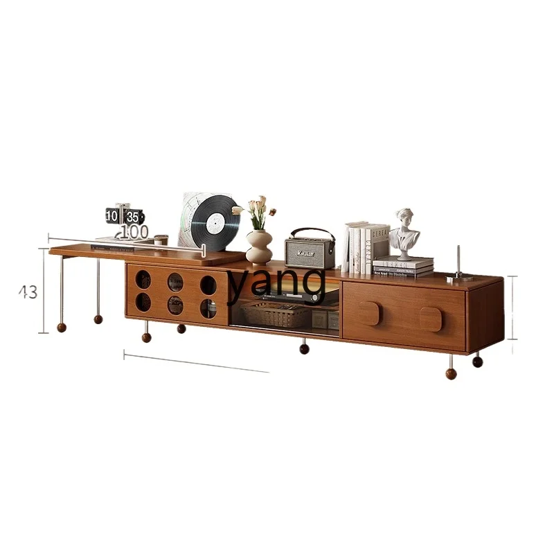 

LTT medieval telescopic TV cabinet solid wood storage cabinet French retro living room home floor cabinet
