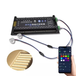 Phone Control Pir Motion Sensor Stair Light Controller DC12V 24V 30 Steps Ladder Led Strip Light Daul Motion Sensor Controller