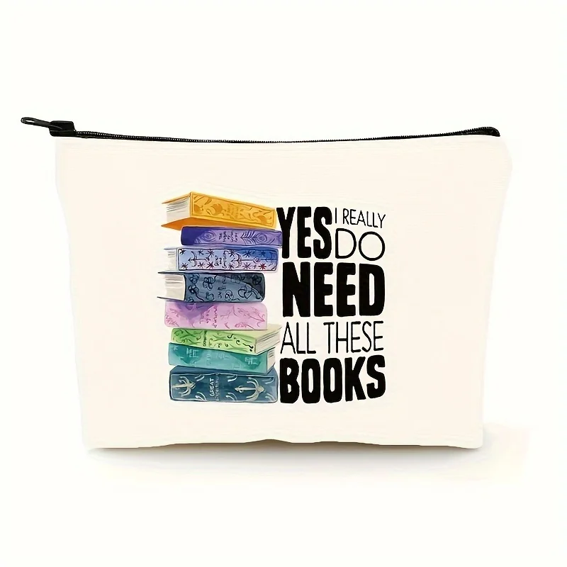 

A Book-patterned Cosmetic Bag - Multifunctional Zipper Pouch, Jewelry Storage Bag, Perfect Travel Zipper Small Storage Bag.