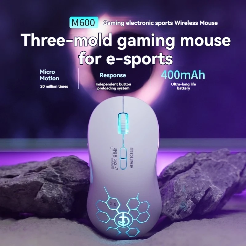 

Giyeo M600 Wireless Mouse Tri-mode Bluetooth RGB Mute Programming Customization Ergonomics Gaming Mouse Laptops Accessories