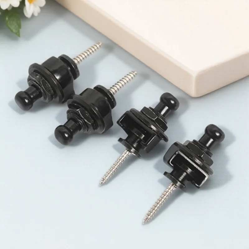 

4pcs Guitar Strap Locks Black Copper Carbon Fiber Round Head For Electric Acoustic Bass Wood Guitar No Modification Needed Safe