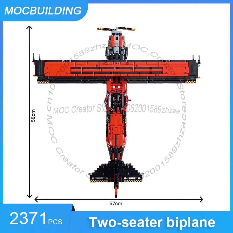 Bloques de construcción MOC biplano de dos plazas DIY montar ladrillos modelo de avión creativo colección de transporte juguetes regalos 2371 Uds