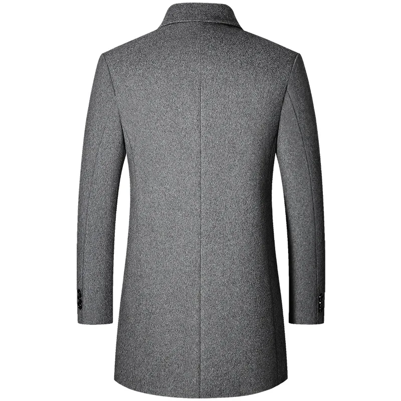 Men Cashmere Wool Blends Trench Coats Long Winter Jackets New Autumn Winter Coats Male Business Casual Trench Coats Size 4XL