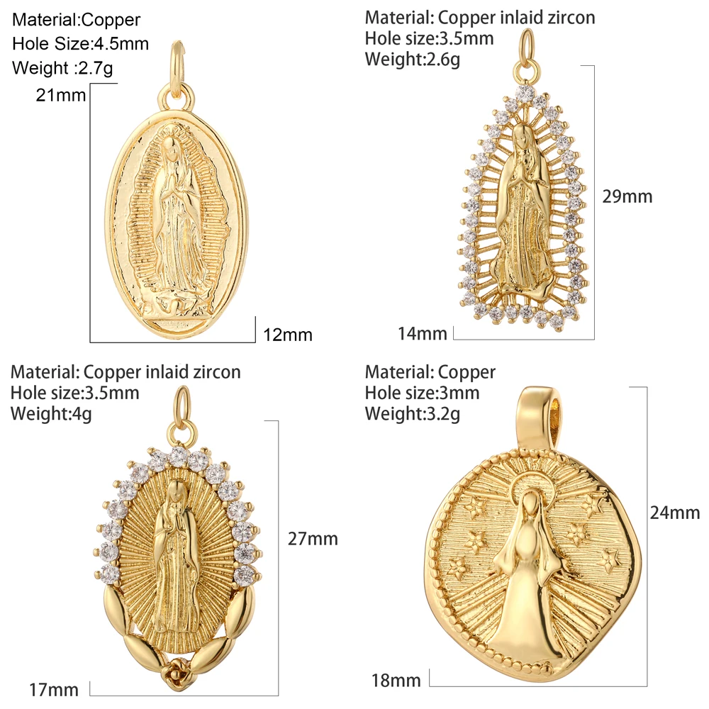 Our Lady Virgin Mary Jessus Cross Charms for Jewelry Making Supplise Gold Color Amulet Dijes Diy Earrings Bracelet Necklace