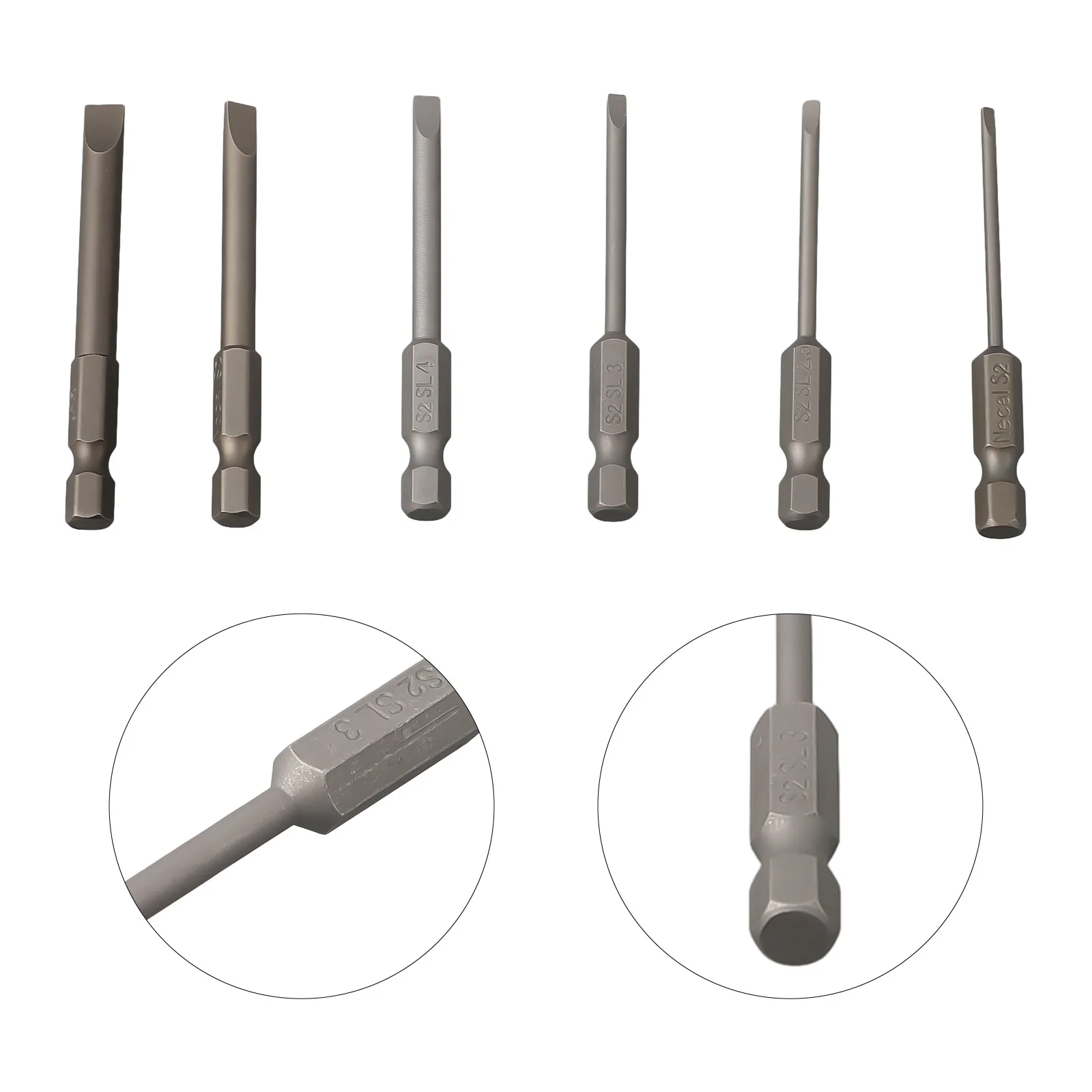 

6pcs 65mm Slotted Screwdriver Bit Magnetic Flat Head SL2 SL2.5 SL3 SL4 SL5 SL6 Magnetic Screw Drivers Bits Drill Power Tool