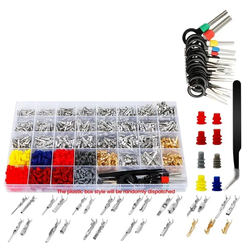 M46K-Crimp Pin Set 1379PCS Automotive Pin Connector Kit 28 Type Electical Pins 1-3.5Mm Male Female Removal