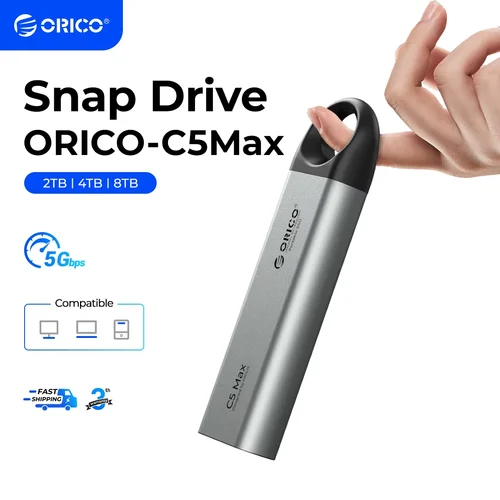 Imagen 1 del producto ORICO SSD externo de 1 TB: velocidad ultrarrápida de 460 MB/s, diseño de gancho para colgar, Plug & Play, duradero y portátil duradero y portátil C5