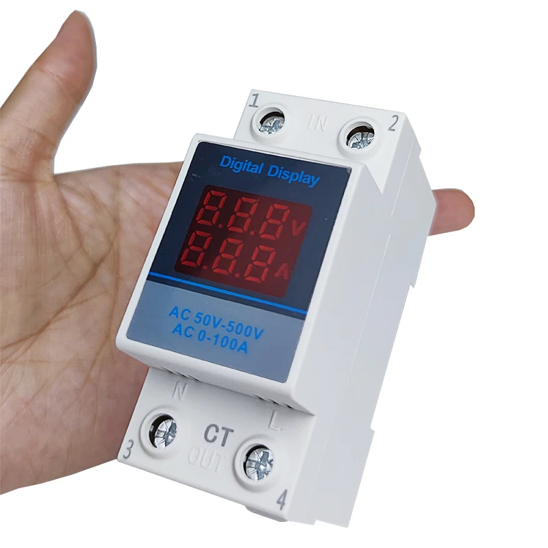 1Pcs NP-VAM Din Rail Digital 1-100A / 1-63A Ammeter AC 50-500V Voltmeter LED Display Amp Volt Meter With Transformer