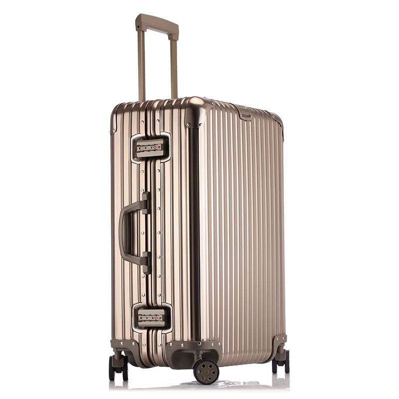 Volledig aluminium magnesiumlegering telescopische koffer 24-inch bagage zakenreiskoffer metalen cijferslot tas 20-inch handbagage
