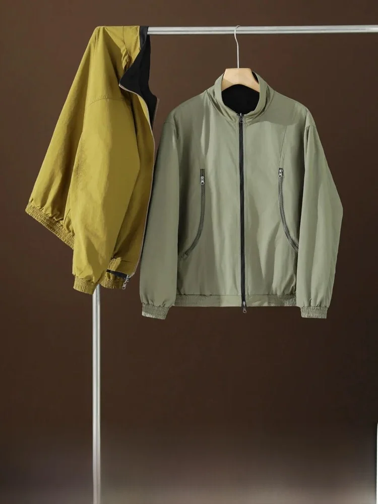 

Двусторонняя одежда Jaet с воротником-стойкой, свободная посадка, осенняя модная рабочая одежда, ветрозащитная длинная застежка-молния све