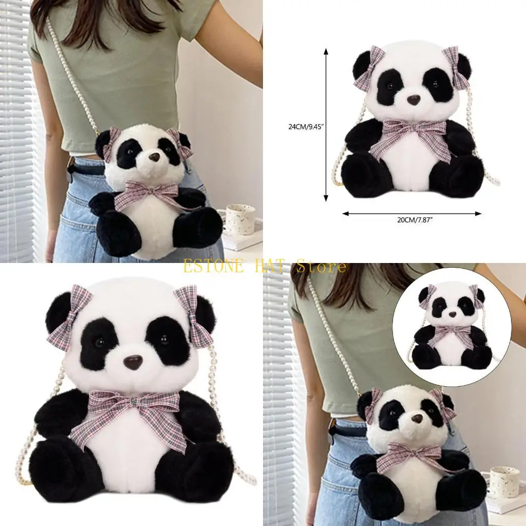49MF hoạt hình panda túi vai dành cho trẻ phụ nữ dễ thương đồng tiền cổ cô gái sang trọng trong túi mùa