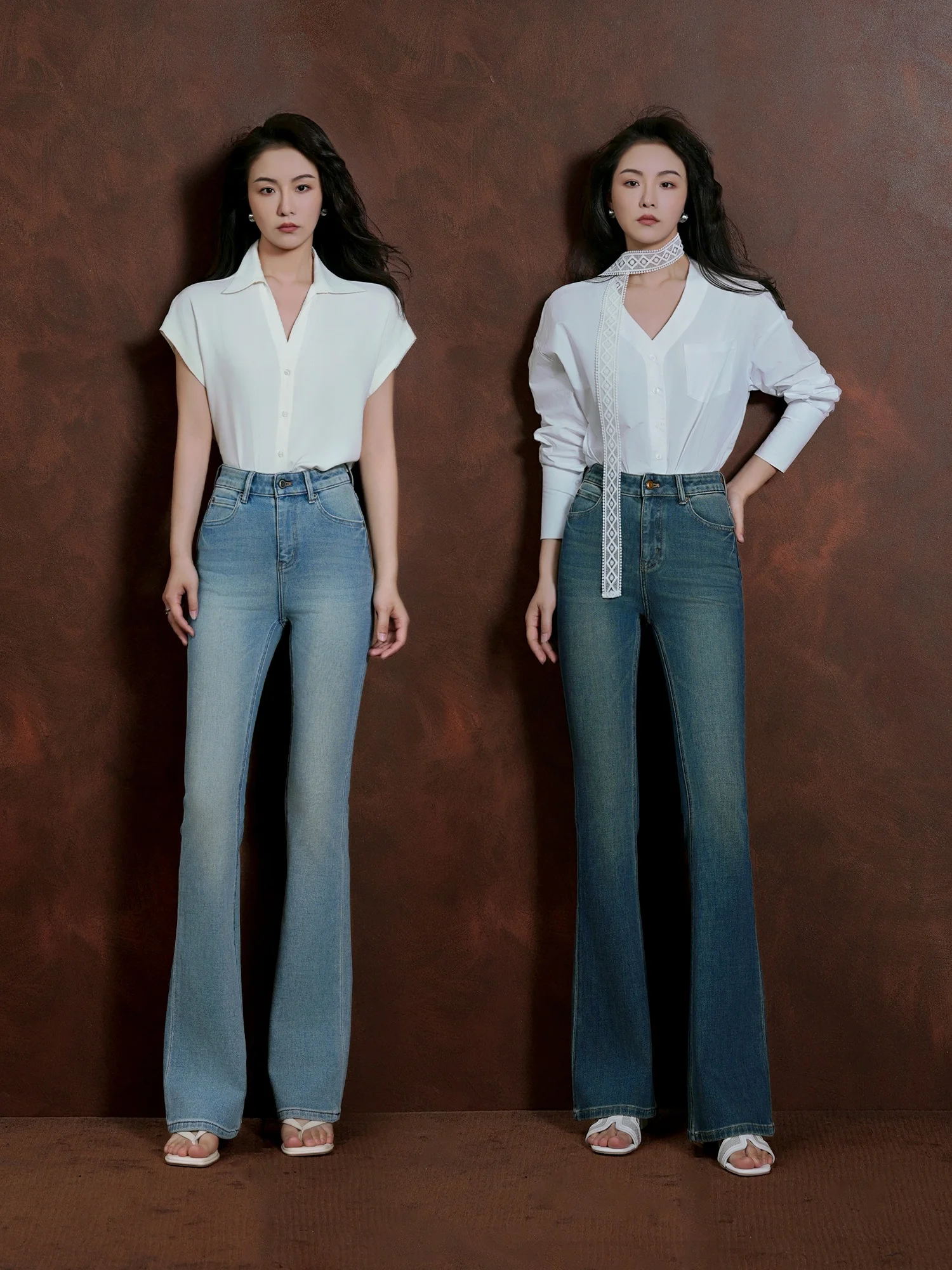 

High Waist Flared Jeans Women's Long Pants Supermodel Manga Leggings Cotton Stretchy High Waist Slimming Taller Appearances