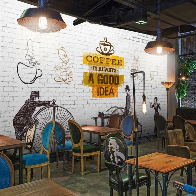 

Retro Brick Wall Industrial Decor Wall Paper Coffee Shop Custom Mural Cafe Decor Self-adhesive Wallpaper Papel De Parede 3D