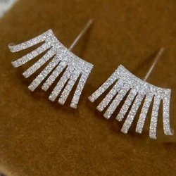 Huitan Bling Bling Claw Shaped Piercing Earrings Women Crystal Cubic Zirconia Silver Color Ear Earrings Statement Jewelry