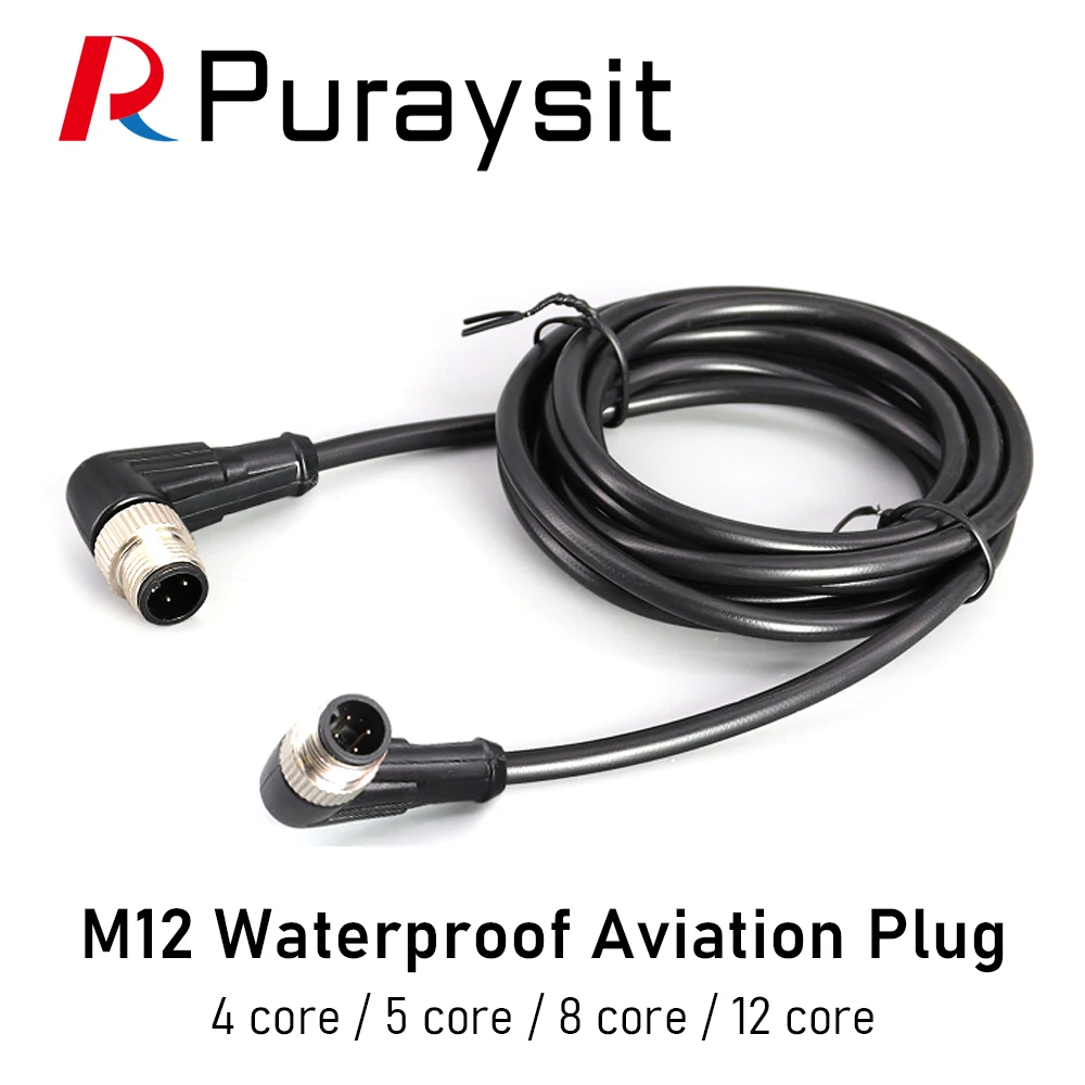 M12 Connector Waterproof Aviation Plug with wire 4 core 5 core 8 core 12 core Sensor Male/Female Injection Molding Connector