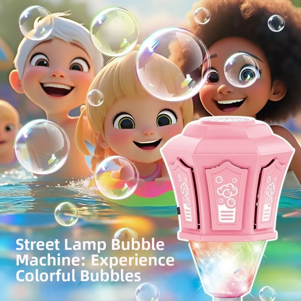Adjustable Heights Streetlight Bubble Machine Detachable Rechargeable Standing Bubble Maker with 150ml Empty Bottle