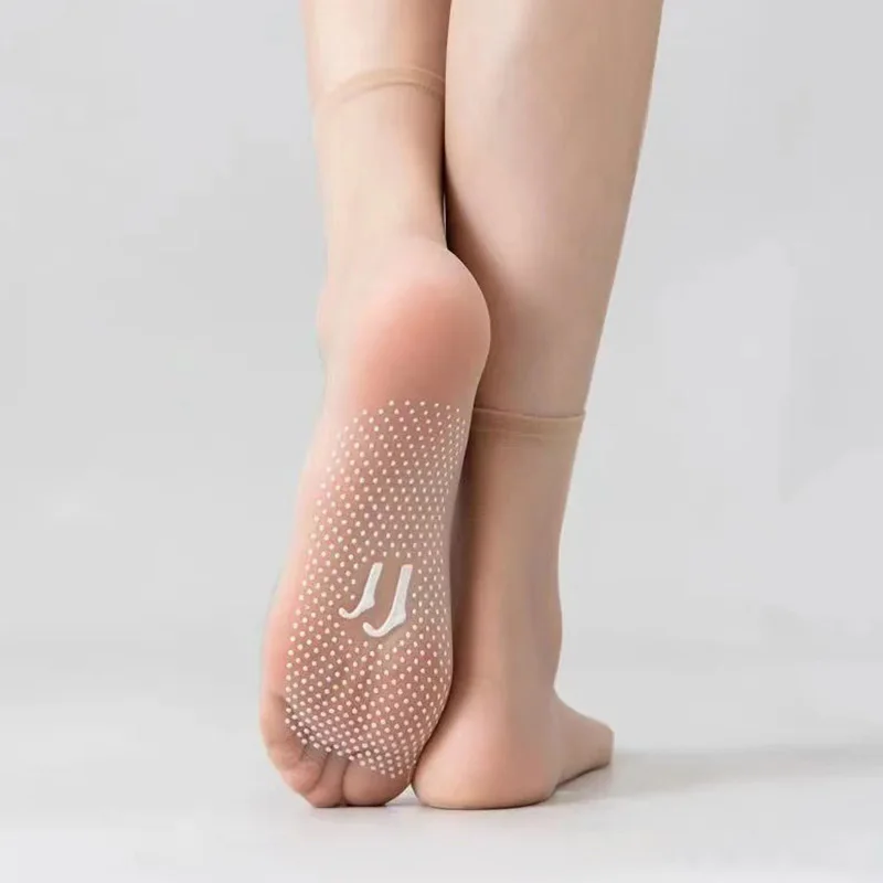 4 Colors 5pairs Ultra-thin Anti-slip Short Transparent Socks Elastic Invisible Mid Tube Women Summer Socking One Size