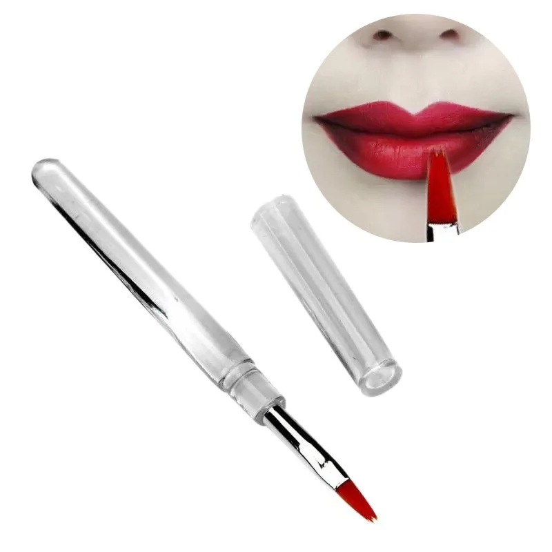 1 soft wooden handle lip gloss pen lip gloss pen beauty tool Portable Makeup Brushes Professional Lips Make Up Tools