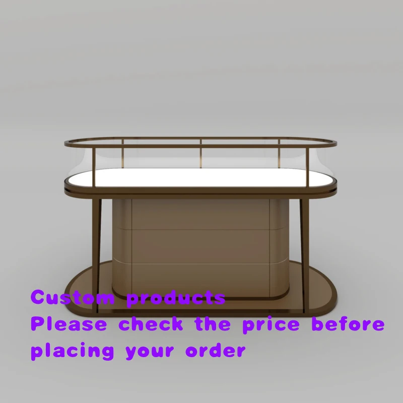 custom.High-end Luxury Jewelry Display Custom Plated Metal Glass Cabinet Watch Shop