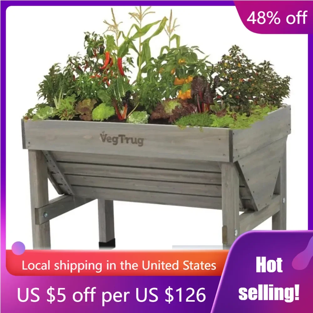 

Raised Bed Planter, Outdoor Standing Beds Gardening Kit for Vegetable/Flower/Herb,Outdoor Herb Planter, 1 m, Gray