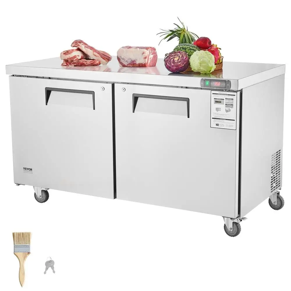 

60 Inch Commercial Refrigerator Sandwich Salad Prep Table 16.4 Cu Ft Prep Countertop Fridge for Kitchen Restaurant Use