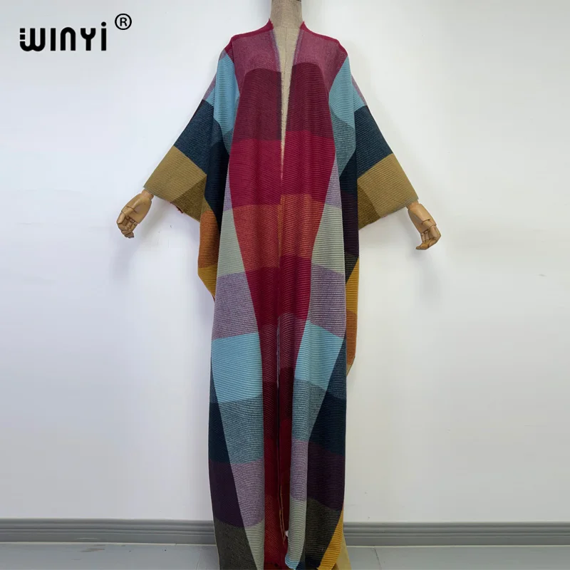 

WINYI فستان cotton Pleated dress Beach Wear kaftans for women Cardigan Hot Bohemian holiday party kimono mujer largo elegante