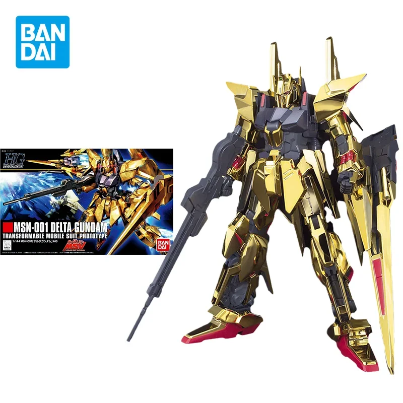 Bandai Genuine Gundam Model Kit Anime Figure HGUC 1/144 MSN-001 DELTA GUNDAM Action Figures Collectible Toys Gifts for Kids