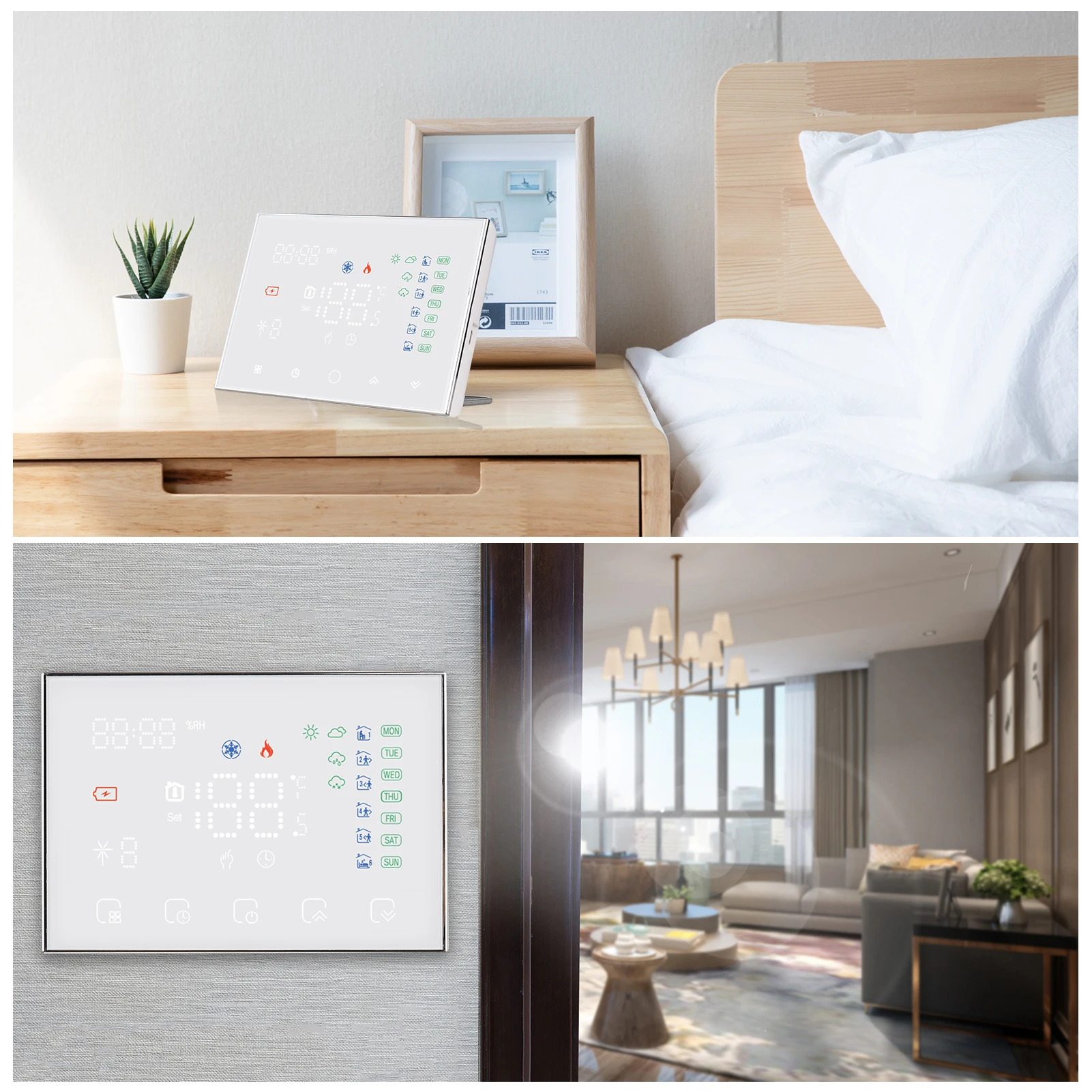 WIFI Smart Thermostat Programmable หม้อไอน้ำไฟฟ้าเครื่องทำความร้อน LED Touch APP ควบคุมอุณหภูมิ Controller