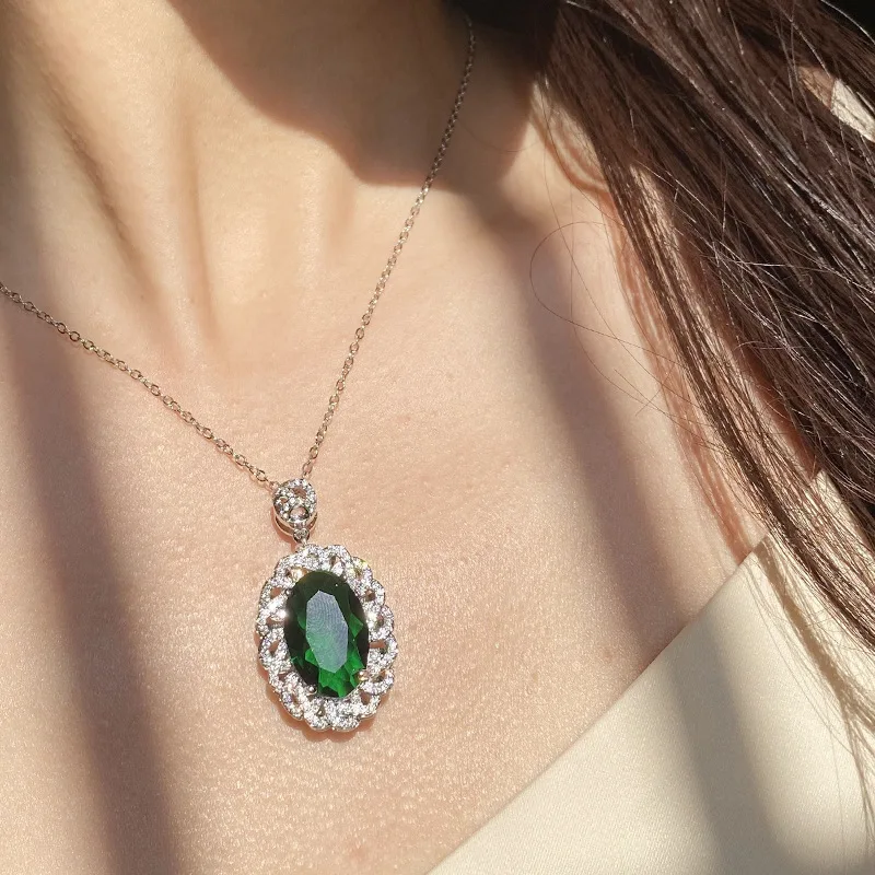 MDLFES Moiss1nite نمط Tor الزبرجد قلادة 18K مطلية بالذهب متعددة الأوجه الزركونيوم حمامة البيض مشع فلاش قلادة #3