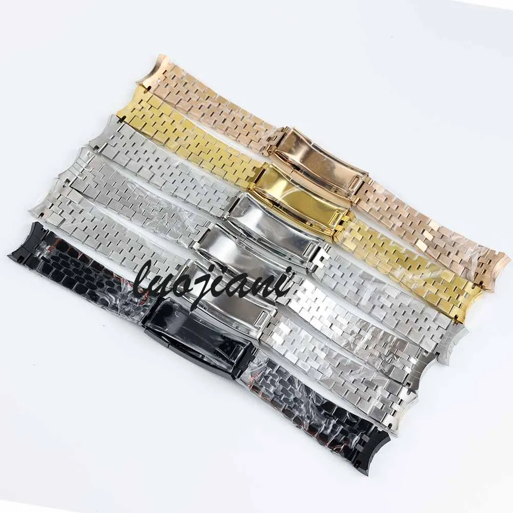 20mm jubilee bracelet stainless steel strap black/rose gold/silver Glide Lock Clasp Wristband for Sub Log NH34 NH35 Watch case