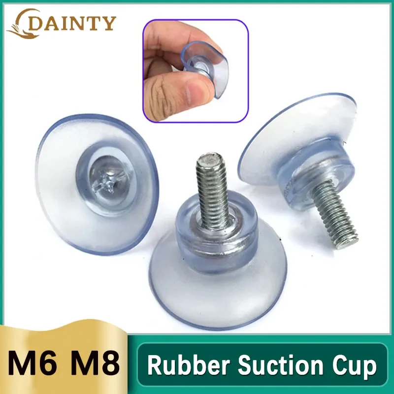 M6 /M8 Screw PVC Suction Cup Transparent Suckers Turn Nut Hooks for Glass Table Tops Storage Tool Hooks Kitchen Holder