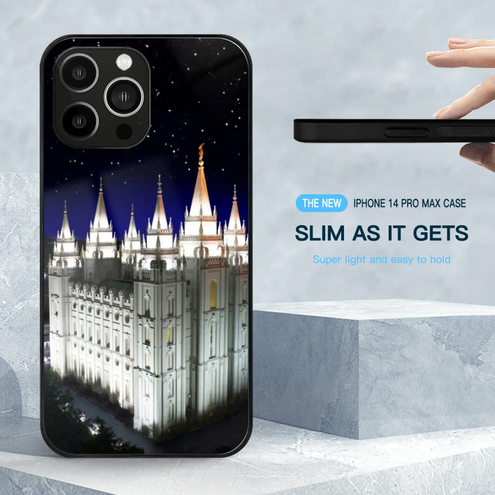 Salt Lake Temple Starry Night 20X30 Tempered Glass Case On For Iphone 15 14 13 12 11 X 8 7 Soft Silicone Cover Lds Mormon Salt