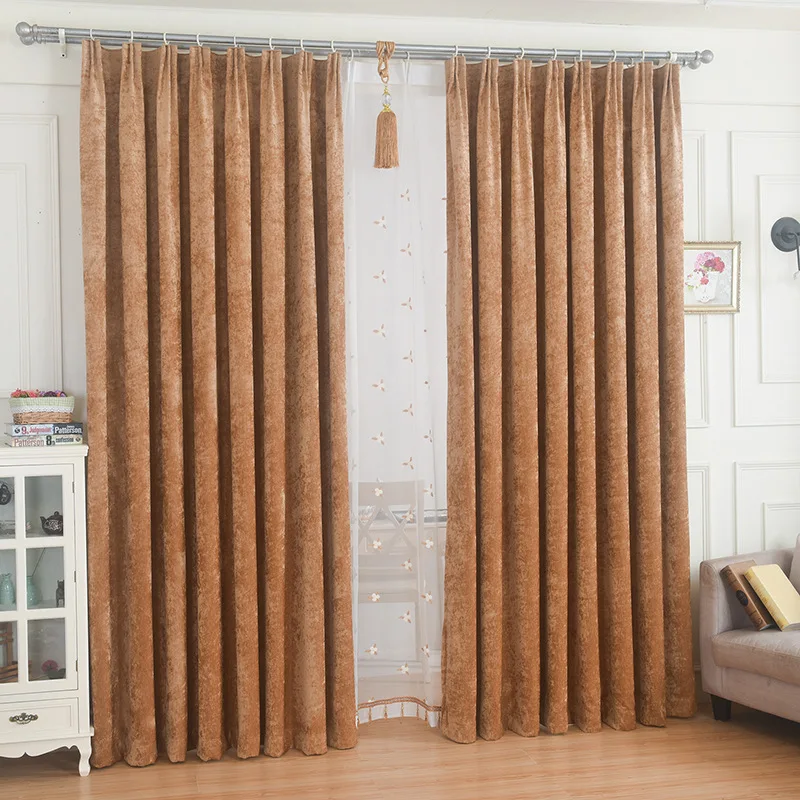 Thicking Velvet Curtains for Living Dining Room Bedroom Blackout New Sunscreen Villa Warm Coffee Curtain Winter Finished Curtain