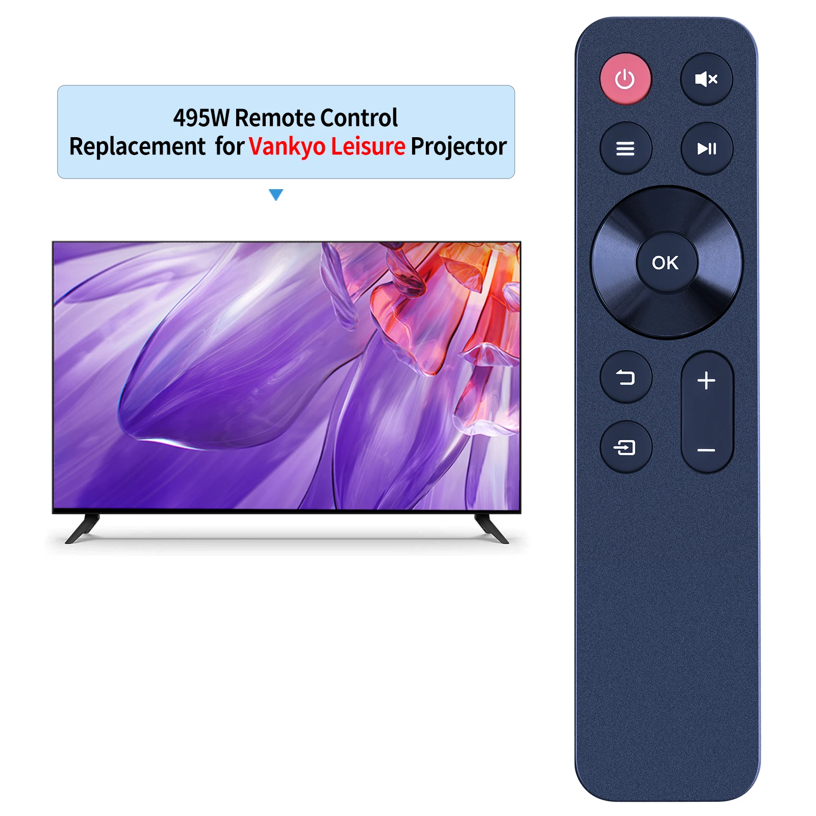 Remote Control For (Vankyo Leisure 420 530W 495W) (Vamvo YG220 L6200 S1) Zmucen & Artlii YG600 Portable Mini Portable Projector