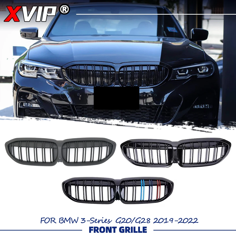 

Глянцевая решетка радиатора XVIP M-Color для BMW 3-й серии G20 G28 2019-2022, черная, с двойными линиями, верхняя, в гоночном стиле