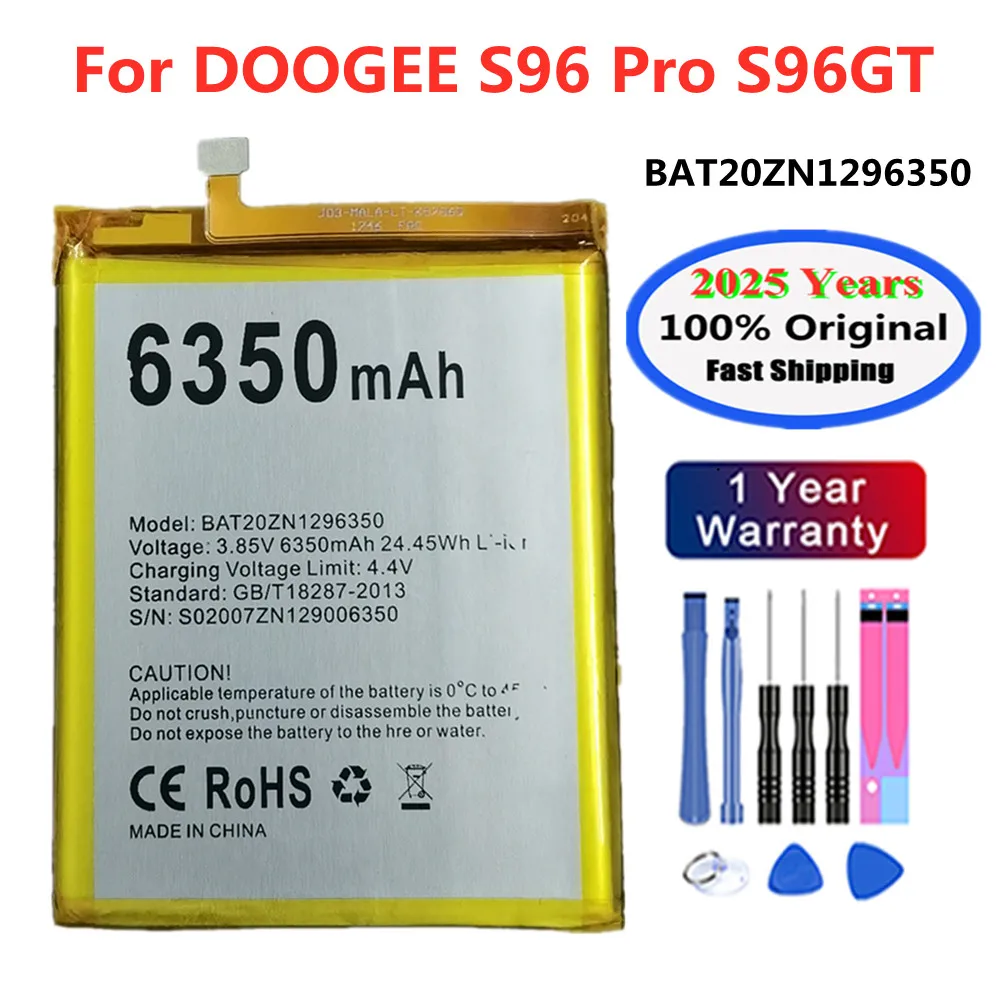 

BAT20ZN 1296350 Оригинальный аккумулятор для телефона DOOGEE S96 Pro S96GT, аккумулятор 6350 мАч, 6,22 дюйма, восьмиядерный прочный аккумулятор Helio Bateria