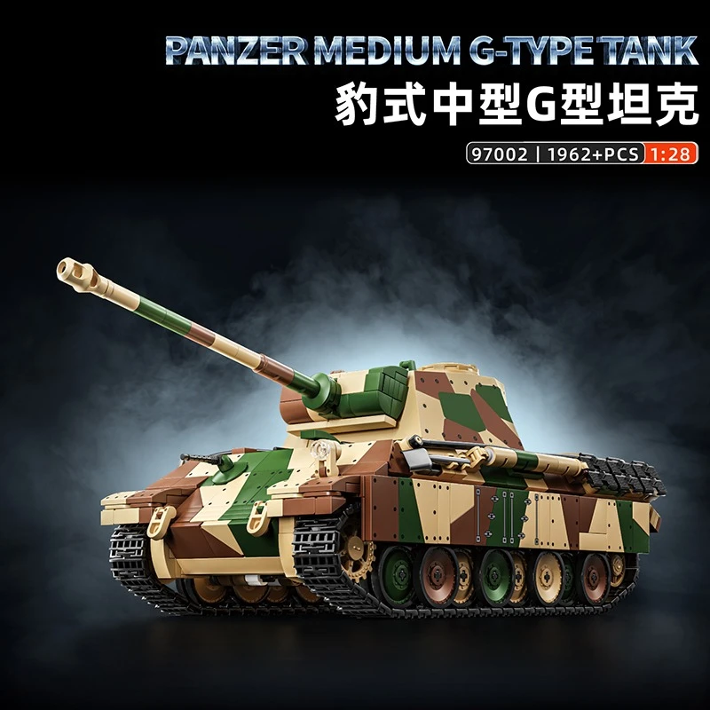12GO 97002 WWII Deutscher Panther Typ G Panzermodell 1962 Stück Bausteinset Militärmodell DIY Spielzeug für Weihnachtsgeschenke