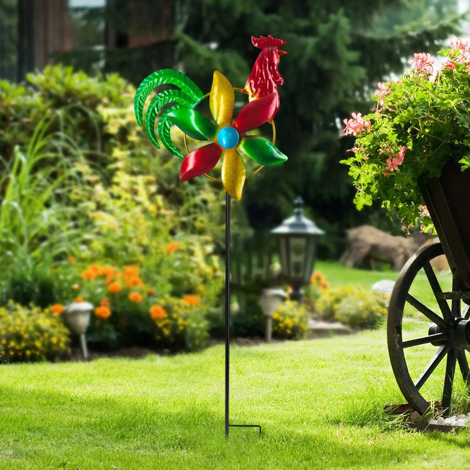 

Wind for Garden Garden Christmas Gifts Iron Windmill Ground Ornament for Outside Lawn Patio