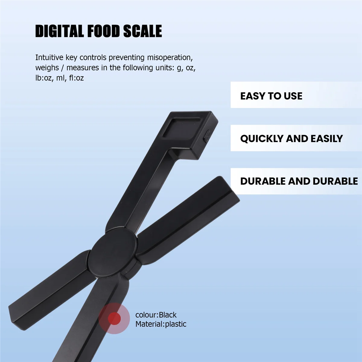 الجودة! ميزان طعام رقمي صغير قابل للطي، ميزان طعام منزلي محمول، وزن القهوة، شاشة LED رقمية، ملحقات المطبخ باللون الأسود