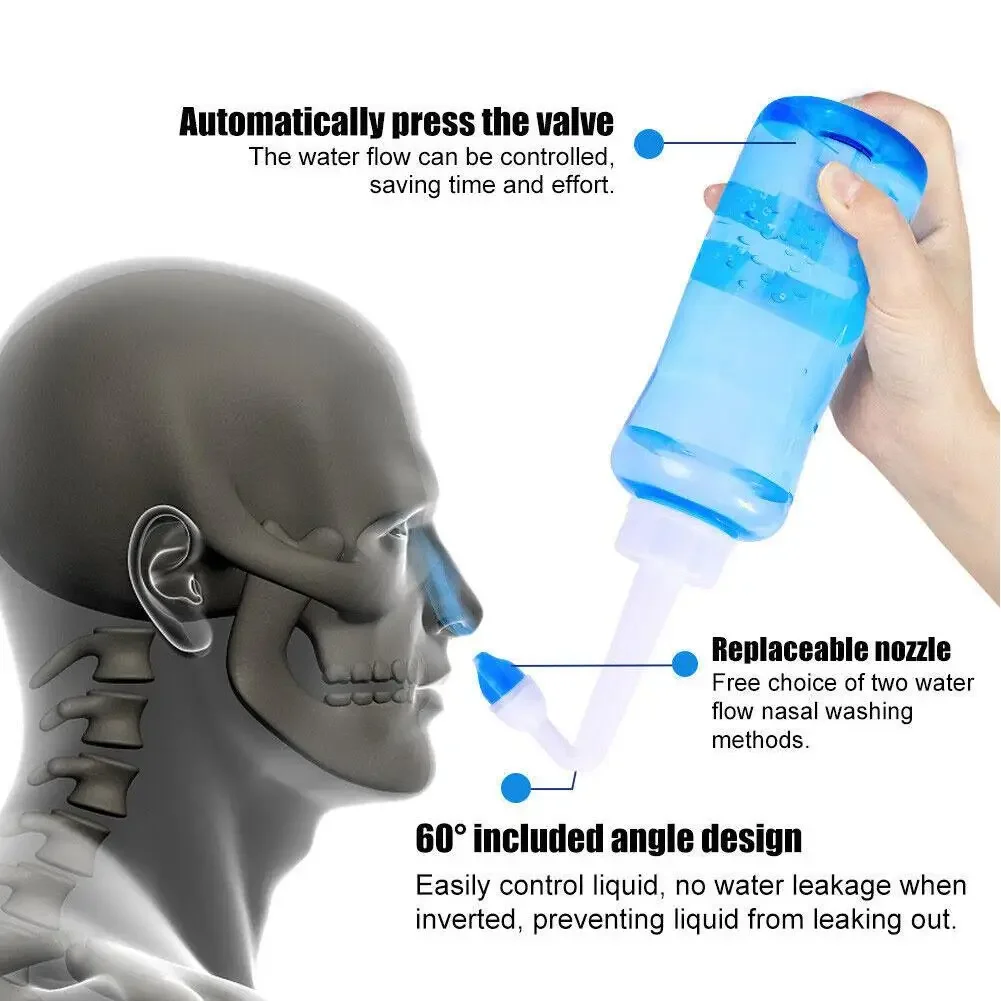 300 مللي منظف غسول الأنف ري الأنف شطف زجاجة الأطفال التهاب الأنف الكبار حامي حساسية الأنف تجنب وعاء Neti Z0C0