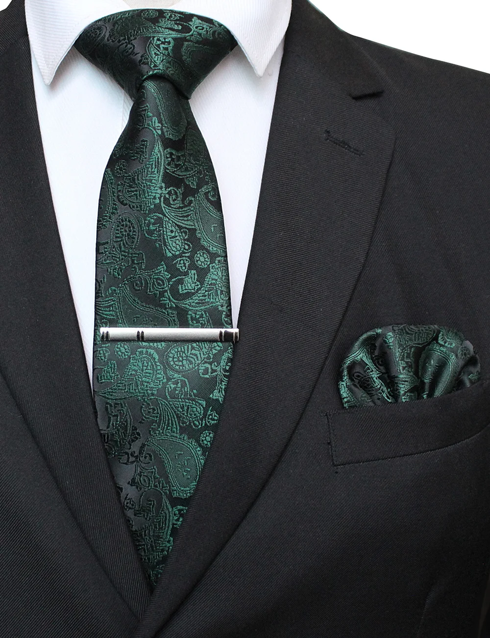 EASTEPIC 8 cm Neue Mode Blau Paisley Krawatte für Männer Einstecktuch Silber Clip Taschentuch Set Herren Krawatte Hochzeit Party – Detail 9