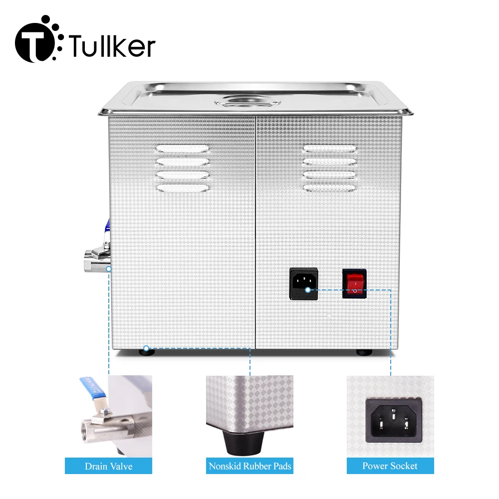 Tullker T-040S 10L Ultrasonic DPF Cleaner Bath for Glasses Motor Engine Parts Cleaning Oil Wax