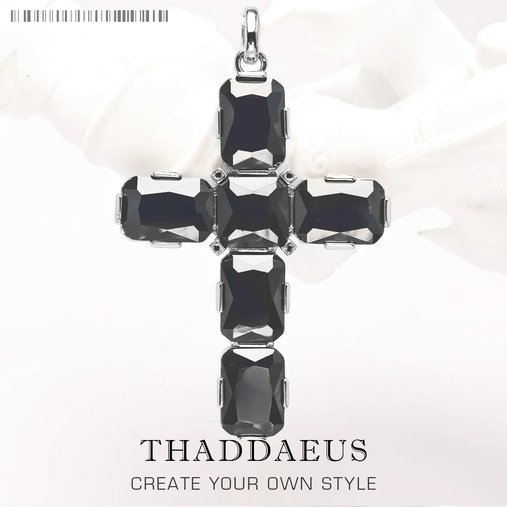 

Timeless Cross Black Zircon Pendant Brand New 925 Sterling Silver Jewelry Accessories Vitnage Gift For Women