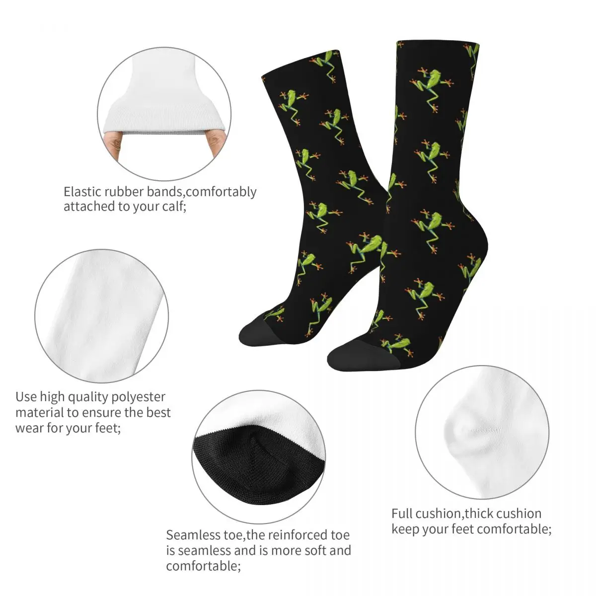 Happy Funny – chaussettes de Sport pour hommes et femmes, chaussettes décontractées en Polyester avec motif de grenouille, collection printemps, été, automne et hiver