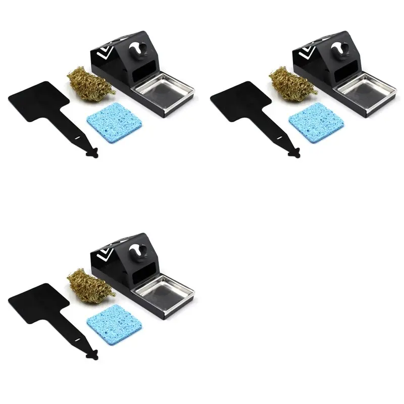 

A02F-3X T12 Soldering Iron Station Stand Stable Welding Solder Iron Tips Holder With Insulation Pad Brass Wire Ball Tip