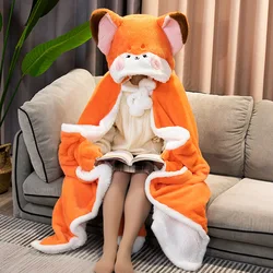 Fox Lovely Plush Soft Cloak Fox Cape Cartoon Cloak Coral Fleece Air Blankets Birthday Valentine Gifts