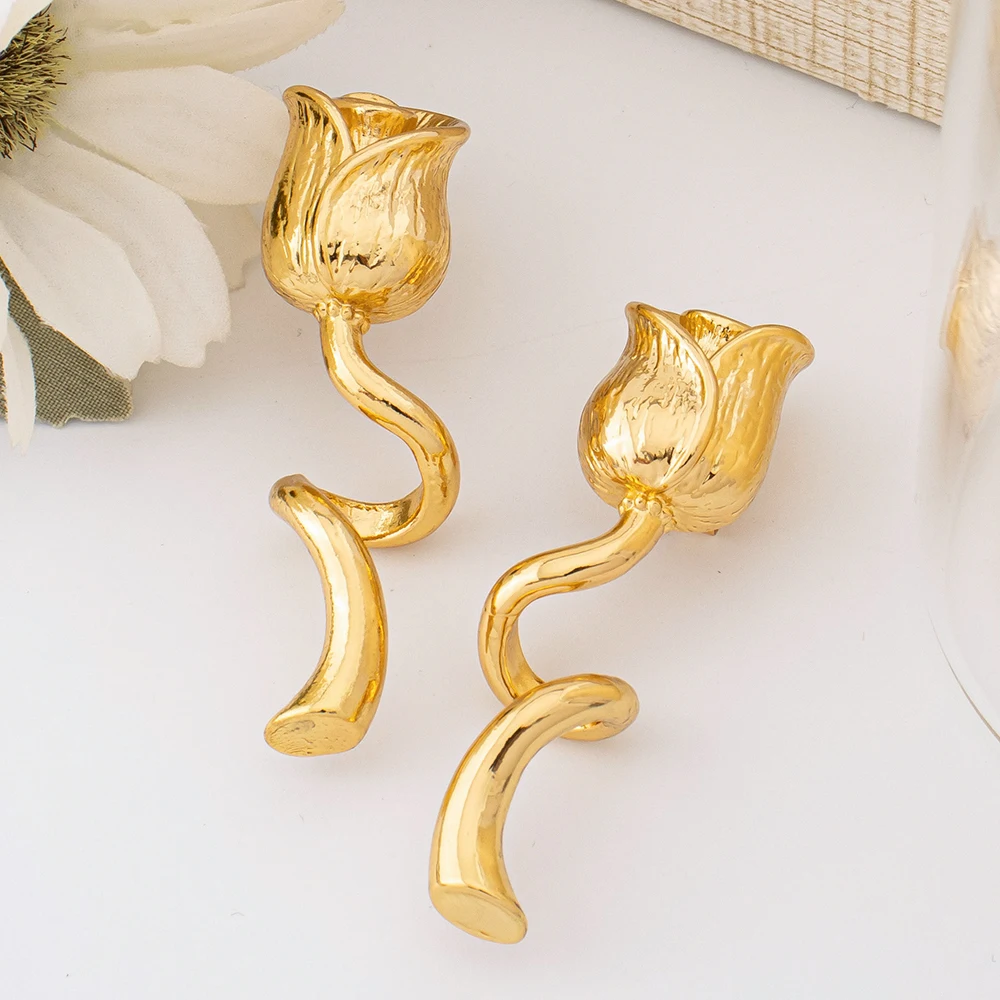Golden Rose 4-teiliges Schmuckset, 18k vergoldete Halskette, Ohrringe, Armreif, Ring, Damen Braut Hochzeitsschmuck Accessoires Geschenke – Detail 6