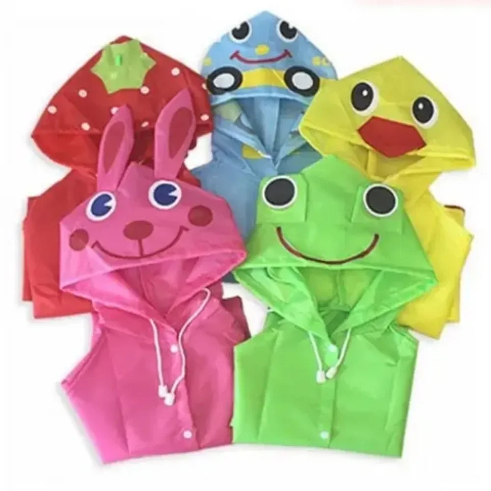 Kids Cartoon Animal Style Solid Color Waterproof Folding Portable Raincoat Rain Poncho Rainwear Coat Copy Retry