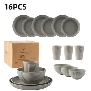 16-Piece Wheat Straw Dinnerware Set 1